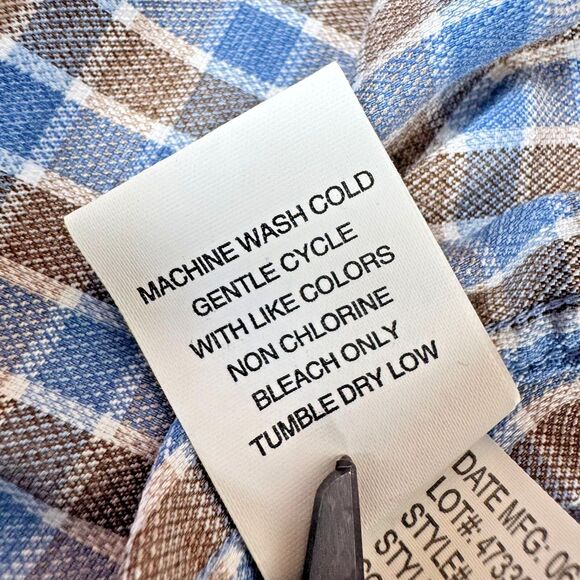 Johnnie-O Prep-Formance Stretch Shirt Mens Large Blue Plaid Performance Casual - Picture 14 of 15